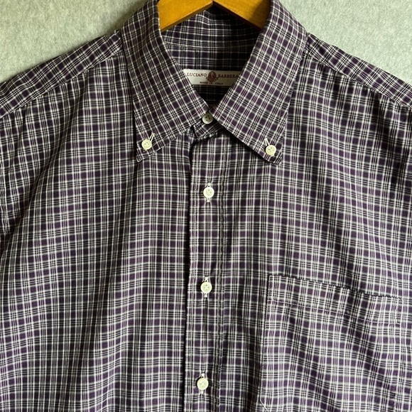Luciano Barbera Shirt Mens  42 16.5 Purple Button Up Down - Picture 1 of 5